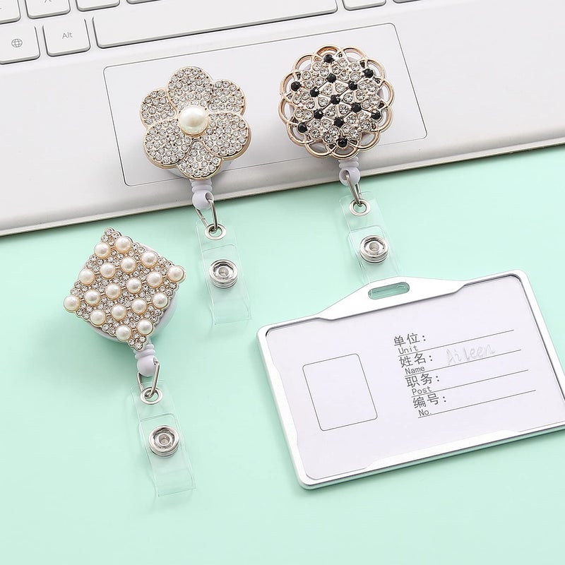 Coeufuedy Badge Reel Retractable Badge Holder with Alligator Clip Nurse Cute Badge Clip for ID Card Holders 24"" Wire Cord 3PCS (multicolored-38) - Image 2